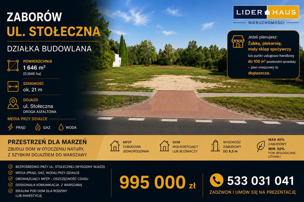 Działka Sprzedaż Zaborów
