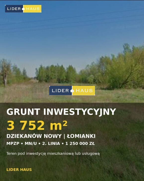 Działka Sprzedaż Dziekanów Nowy 20